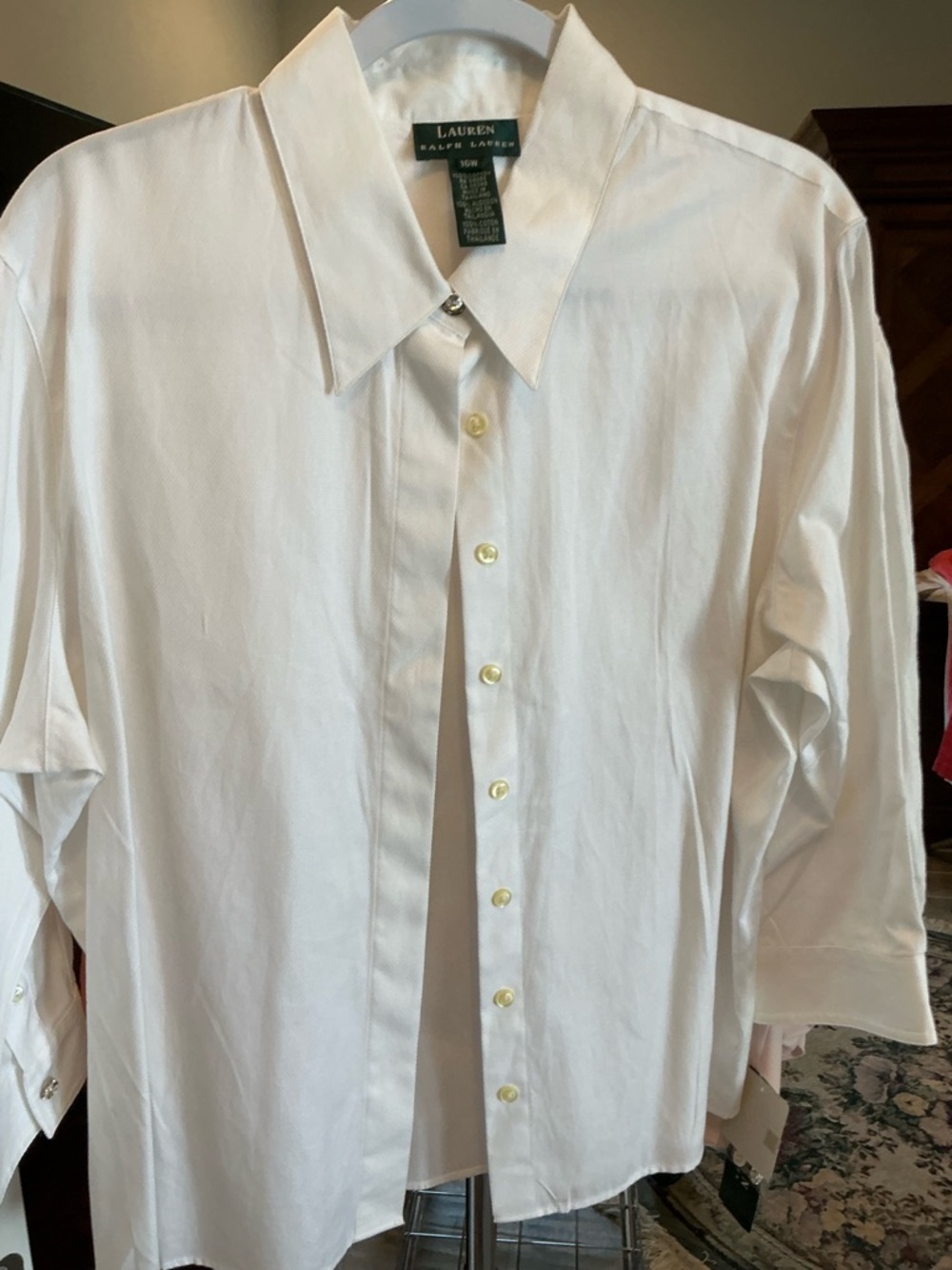 Lauren Ralph Lauren Crisp White Dress Shirt with Pointed Collar. WOMANS